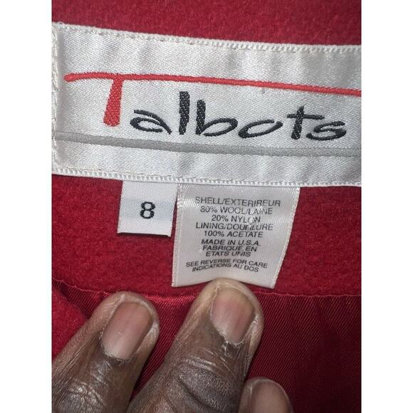 Vintage Talbots Wool Red Parka Coat Jacket Size 8 Sherpa Collar Made In USA Long - Picture 2 of 7